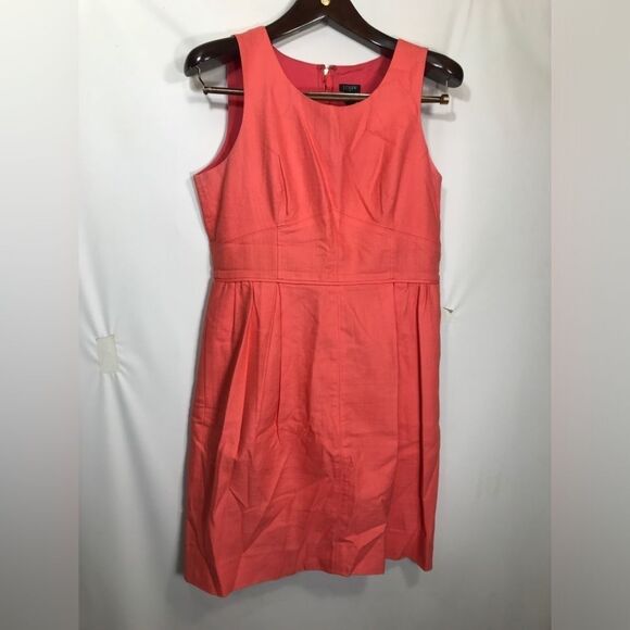 J Crew Sleeveless Side Slit Sheath Dress in Stretch Cotton  Size 8 - Picture 1 of 7